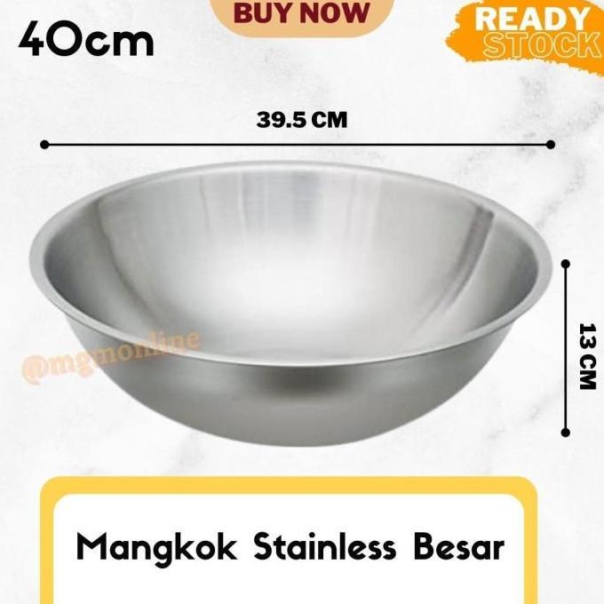 Baskom stainless 40CM TEBAL mangkok Mixing Bowl Jumbo
