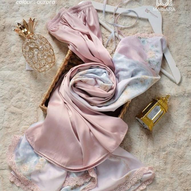 Mukena silk shabby - Aurora. Mukena travel dari Maisara Premium.