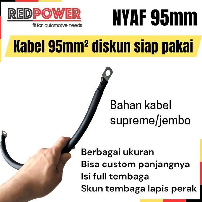 QUANZAX Redpower NYAF 95mm kabel paralel seri jumper PLTS power di skun ring 95 mm diskun merah hita