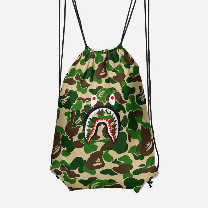 Tas Serut / String Bag A BATHING APE BAPE CAMO SHARK GREEN