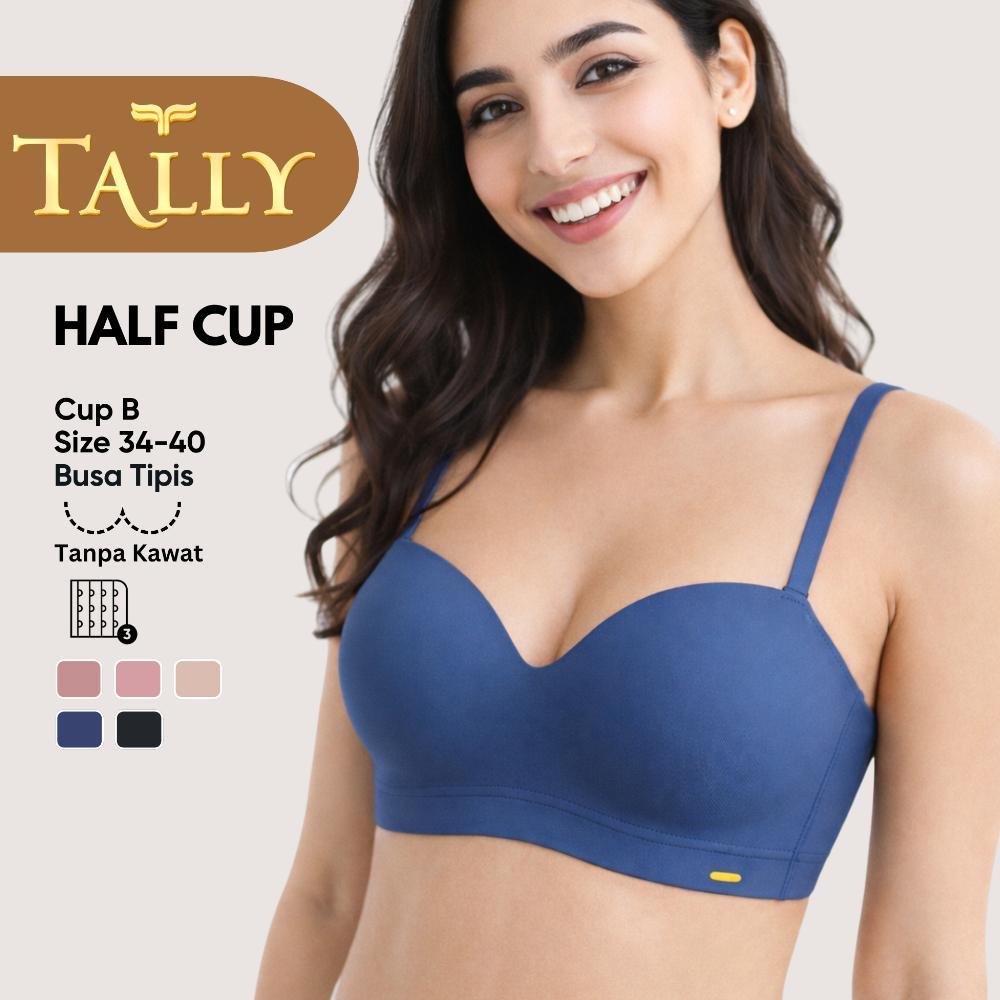 TALLY BH 1289 Bra Wanita Tanpa Kawat Busa Tipis Seamless CUP B Kait 3 Bra Setengah Cup Anti Jiplak P