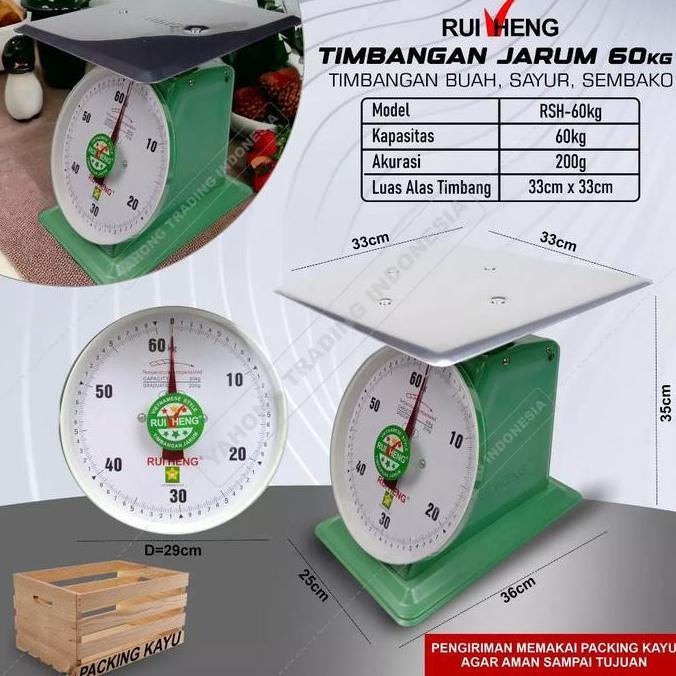 DEZOVRY Timbangan Duduk Jarum Timbangan Tipe Vietnam Manual 60kg 200g RUIHENG