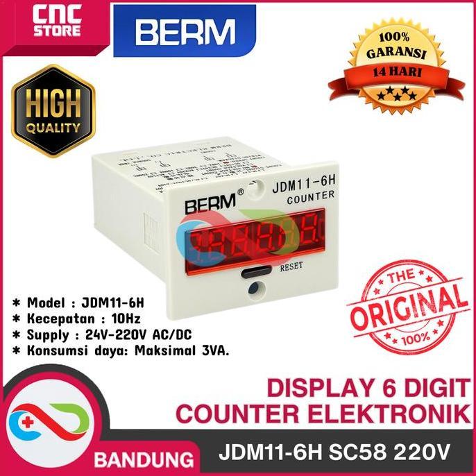 LOMARASHOP JDM11-6H JDM11 6H 220V DISPLAY 6 DIGIT COUNTER ELEKTRONIK SC58