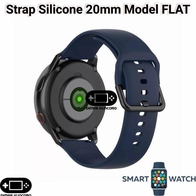 Strap Silicone 20mm FLAT Samsung Galaxy Watch 42mm 3 41mm Silikon Tali murah