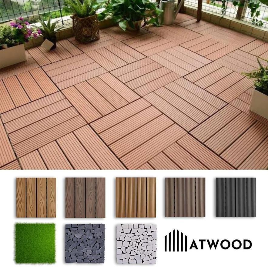 Decking Tile WPC Outdoor DIY / Lantai Kayu Ubin Teras Taman Kolam Renang, Bongkar Pasang