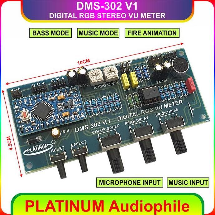 VATERCOM Stereo Vu Meter Modul DMS-302 V1 Digital RGB Music Stereo Vu Meter