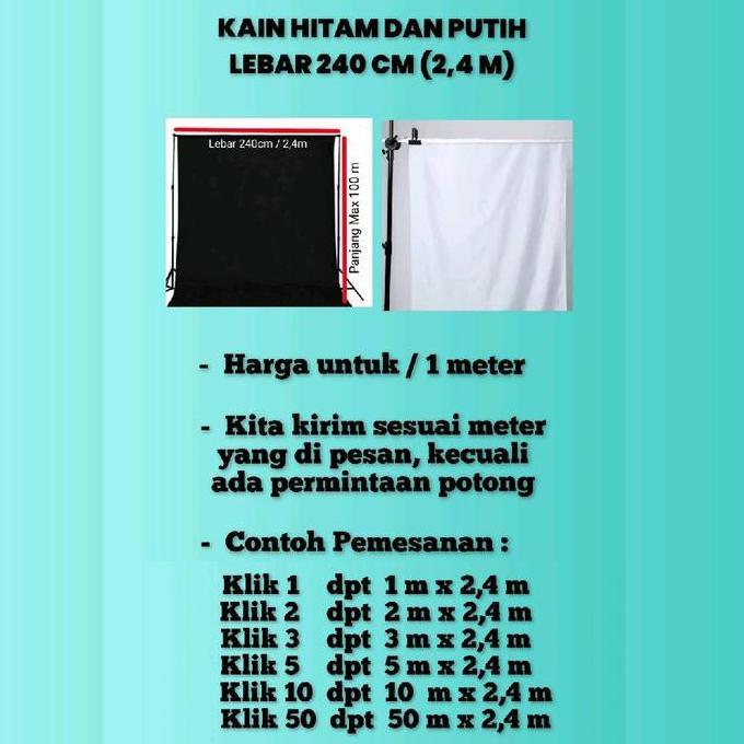 Ready Kain Hitam Polos Meteran Lebar 240 cm / Kain Background Foto / Kain Backdrop / Kain Dekorasi
