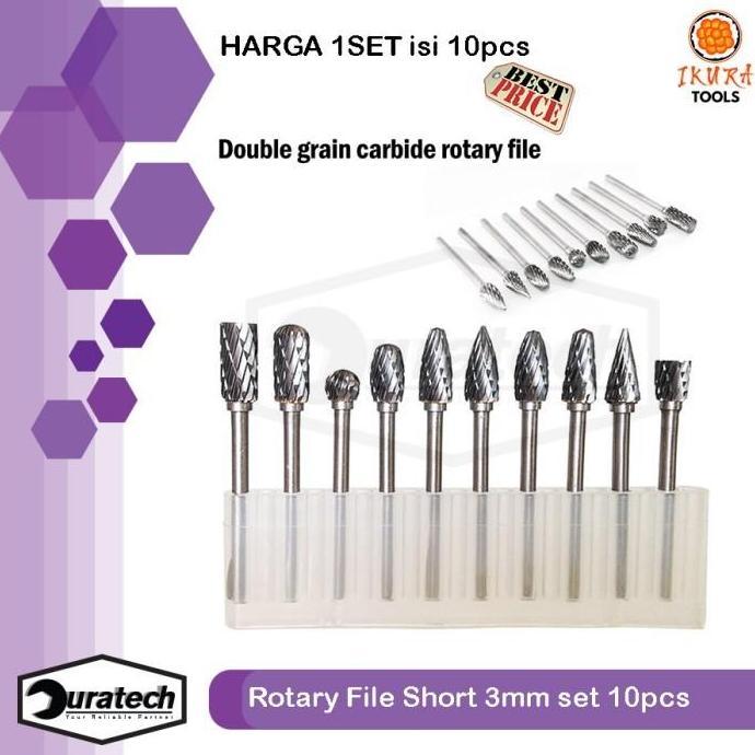 Ikura Tools Mata Bor Tuner Cuner Cune Set 10Pcs As 3MM Dua Arah Mata Bor Korek Cunner Blok Motor Rot