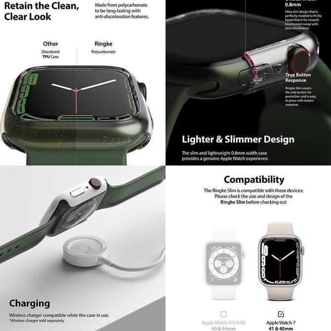 Ready Ringke Casing Compatible For Apple Watch 9 / 8 / 7 41mm Slim Clear + Pink Bening Hardcase Anti