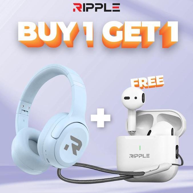 Super Promo Bundle RIPPLE Rippods Headphone RHB A005 + Prime White TWS Bluetooth Original