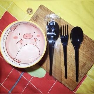 2in1 sendok garpu plastik set / paket sendok garpu set steril premium
