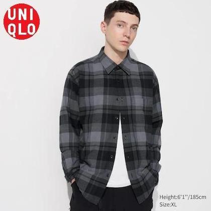Ready Kemeja Flanel Kotak Unisex Pria lengan panjang UNIQLO ORIGINAL NEW IN