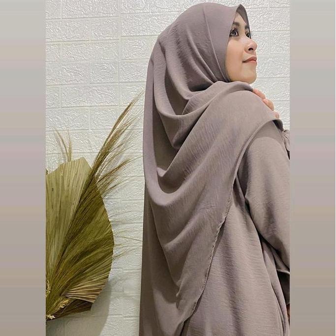 RH Hawa Syar'i Phasmina Oval Set Gamis Wanita Crinkle Premium Polos Muslim Panjang