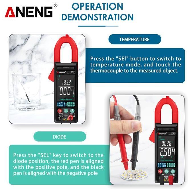 Aneng ST211 Tang Amper Multimeter Tester Dital AC/DC Orinal