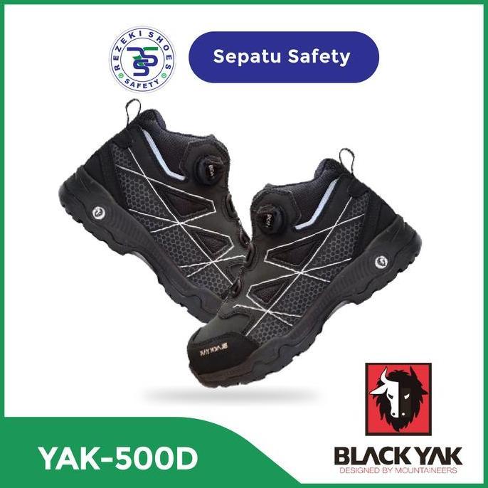 Sepatu Safety Black Yak 500D BOA - Sepatu Sport Safety Black Yak 500D - Sepatu Safety Ujung Composit