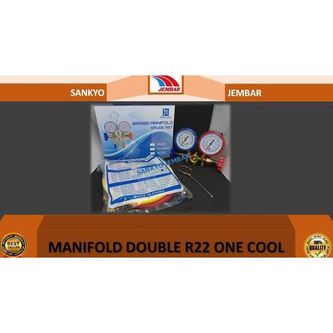 ONE COOL Brass Manifold Gauge Set/Alat Ukur Tekanan AC Double Manifold