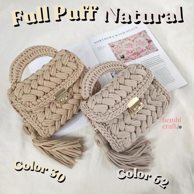 FULL PUFF BAG 1 WARNA BEMBI CRAFT TAS RAJUT/Crochet Bag/ TAS RAJUT TYARN/ TAS MACRAME BAG Korea Unik