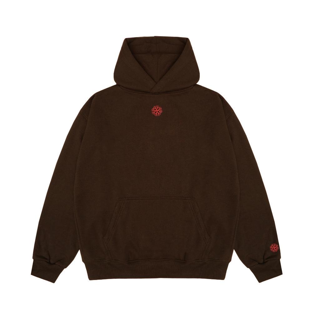 Dryroots Inc Hoodie Oversized Round Center Logo Brown