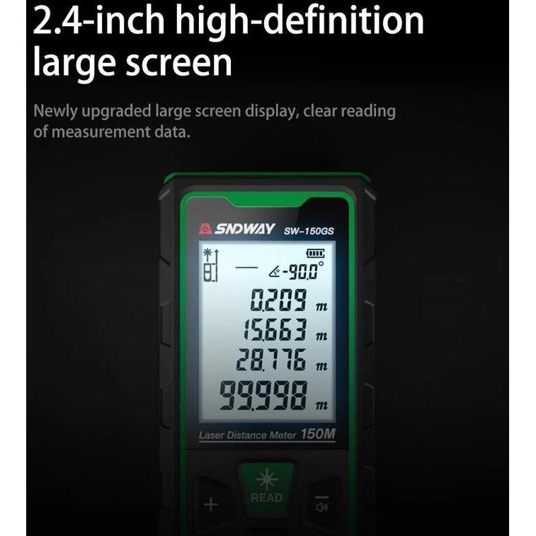 Foxc- Sndway Meteran Laser Digital Green Laser Laser Meter Digital 50 Meter Sw-50G Laser Hijau