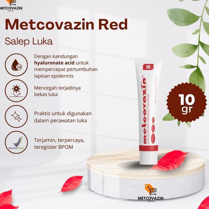 Medclean- Salep Luka Operasi Metcovazin Red 10 Gr Mengandung Hyaluronate Acid Dan Zinc Oxide