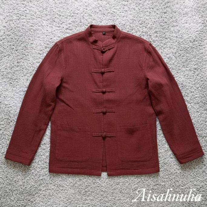 BAJU KOKO CINA KUNGFU IPMAN PRIA DEWASA POLOS KEKINIAN LENGAN PANJANG LM