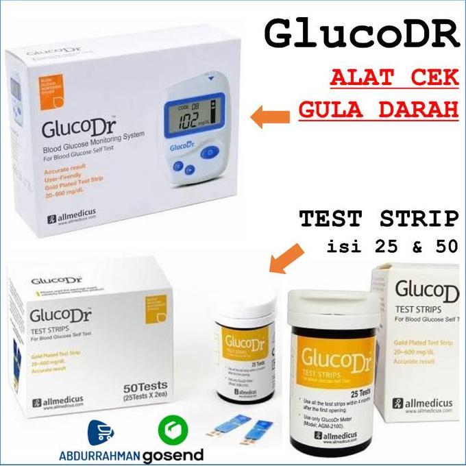 Medclean- Alat Ukur Cek Gula Darah Glucodr Gluco Dr Test Strip Code 8 Agm 2100
