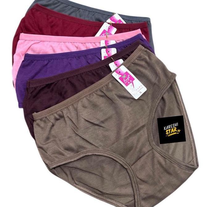Nixwhat- 3324 Kareshi Star 6 Pcs Cd Celana Dalam Wanita Cotton Dasar Panties Angel Polos Poliester K