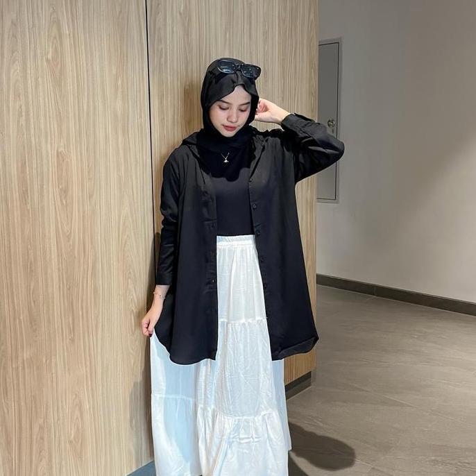 Wkwkwk- Inara Tunic Kemeja Tunic Bahan Rayon Twill Size Lengkap Putih Putih Polos Polos Polos Polos 