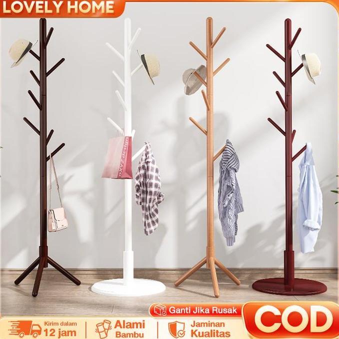 mine_basty - love stand hanger kayu/gantungan berdiri/ gantungan baju/rack gantungan tas dan topi mu