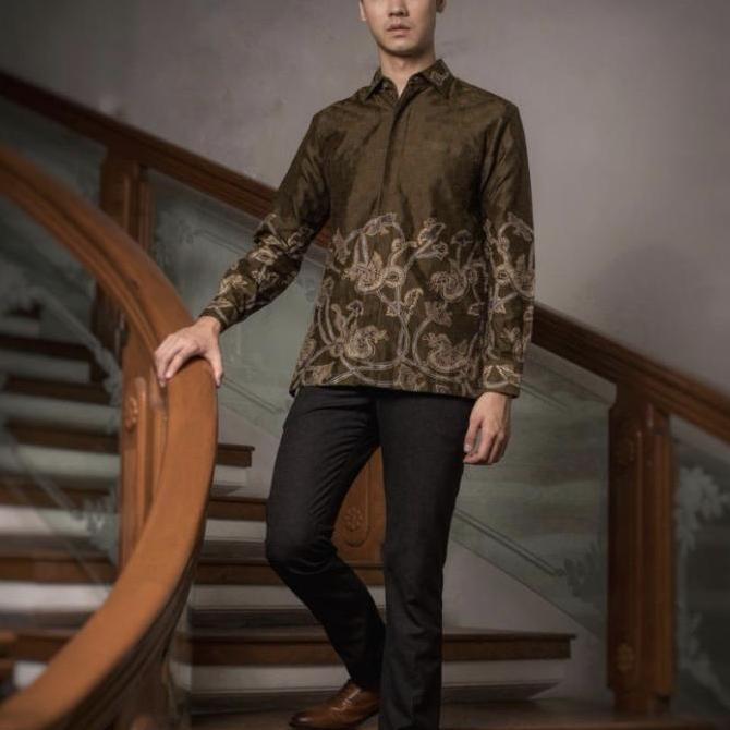 Termurah / Hot Sale Readywear Kemeja Batik Sutra Baron Tulis Motif Naga Jawa