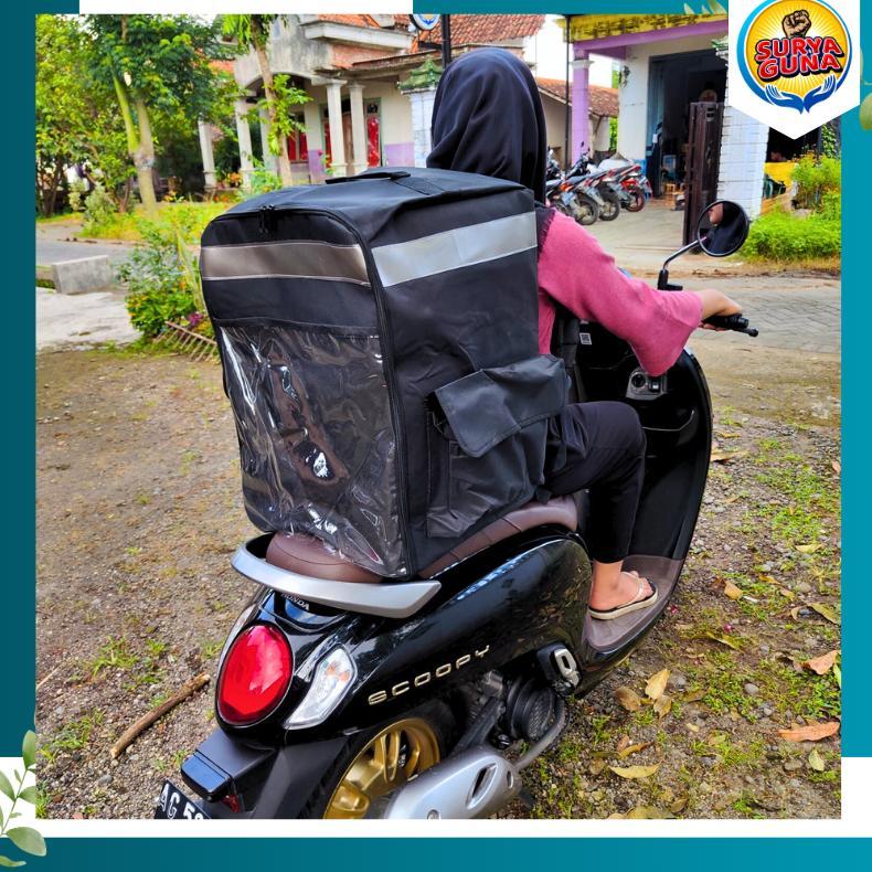 Cuci Gudang Tas Kurir Motor Gendong Bahan Dinier Polyester Tas Kurir Motor Anti Air Muat Beban100 Lt