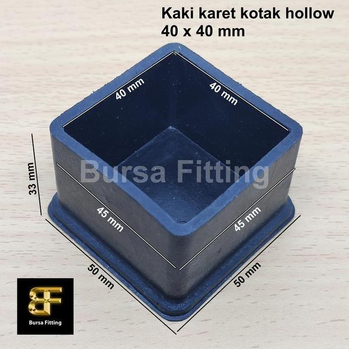 // KAKI KARET KOTAK 40 X 40 / ALAS KAKI MEJA KURSI / KARET HOLLOW //