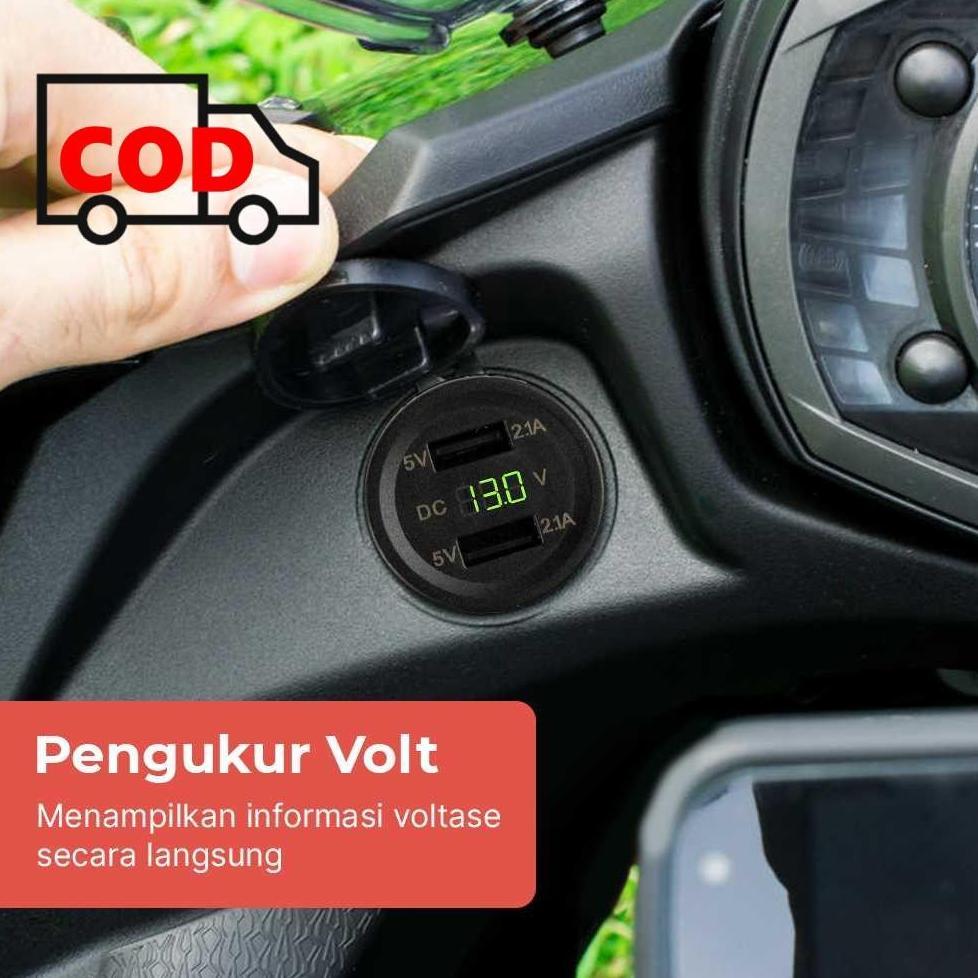 Terbaru Charger Hp Motor Fast Charging Waterproof 2 Port 4.2A Usb Beat Nmax Scoopy Adaptor Power Out