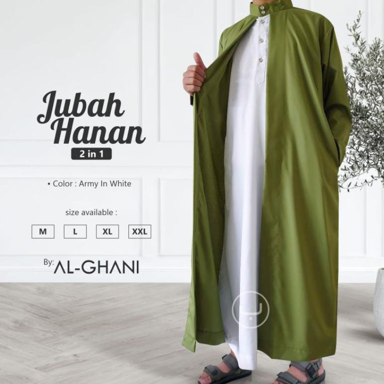 FREE ONGKIR 1 SET JUBAH PRIA LUAR DALAM, JUBAH HANAN 2 IN 1, JUBAH GAMIS PRIA PREMIUM BAHAN KATUN EX