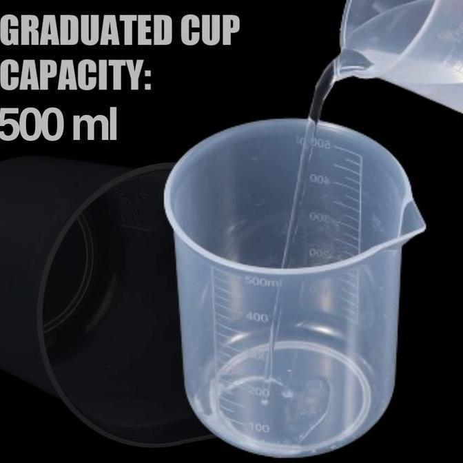 RELAXYSHOPID Gelas Ukur Plastik Dapur Laboratorium Measuring Cup 500ml