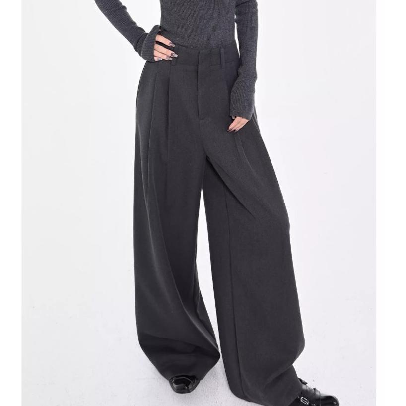 TERKINI Celana Kulot Wanita Wide Leg Plisket Elegan Pinggang Elastis Nyaman, Bahan Kain Formal Lembu