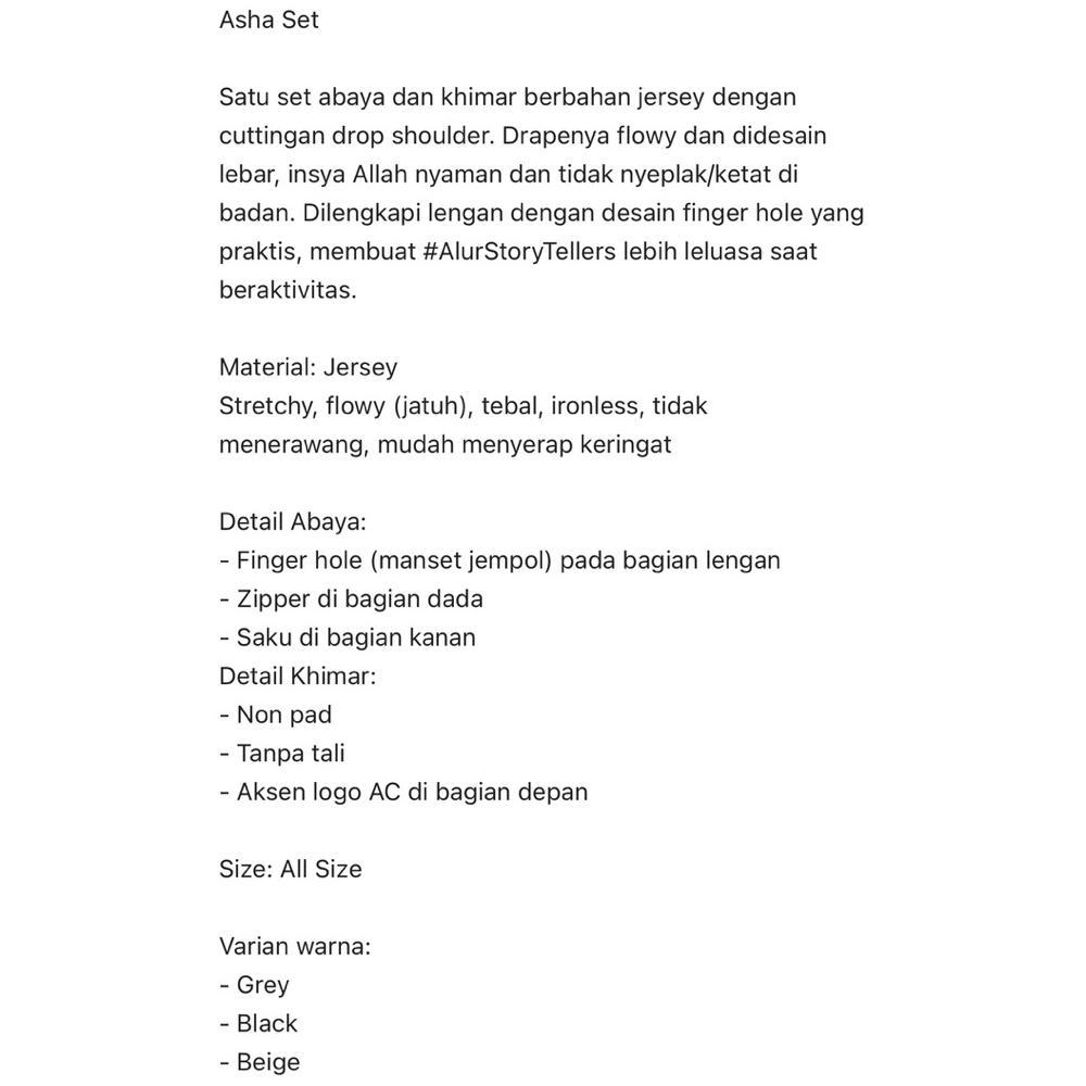 Promo Bulan Ini Preloved Asha Set Abaya Alur Cerita Black