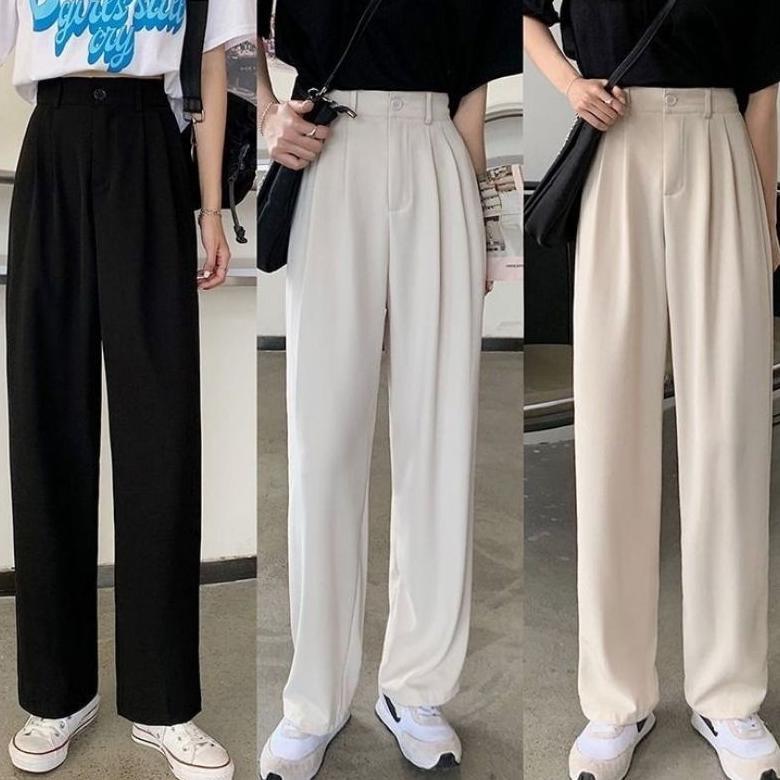 KEKINIAN FEFE Celana Highwaist Loose Pants Trousers Celana Wanita Anti Kusut Kulot JUMBO Polyester K