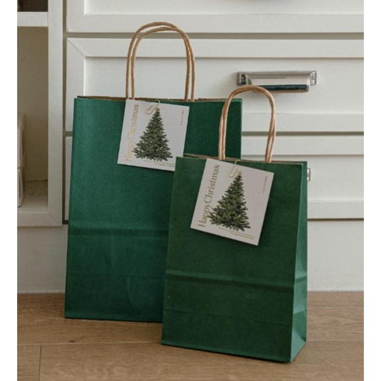 ___] Paper bag tema natal Christmas paper bag xmas goodies bag packaging kantong tema xmas polos red