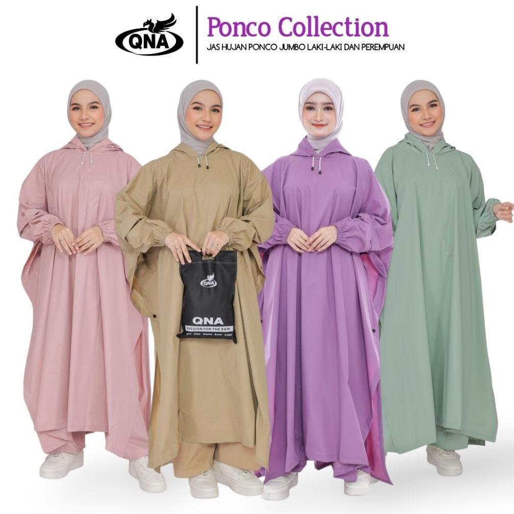 PREMIUM JAS HUJAN PONCO LENGAN KELELAWAR PRIA WANITA DEWASA BY QNA JUMBO
