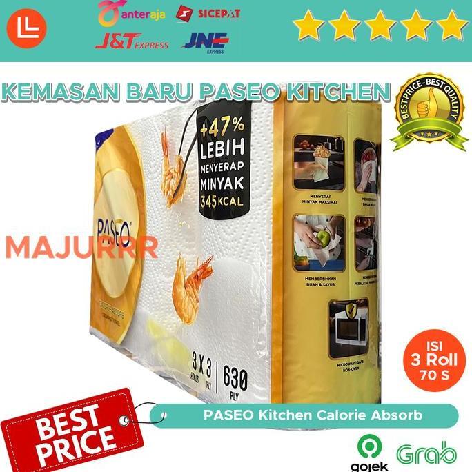 Herry.Aja - Grosir Tissue Paseo Kitchen Calorie Absorb Towel 3 Roll / 1 Dus Isi 6