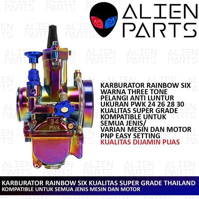 komarijuili - (bisa cod) karburator pwk 28 30 32 34 pelangi rainbow six power jet warna karbu rideit