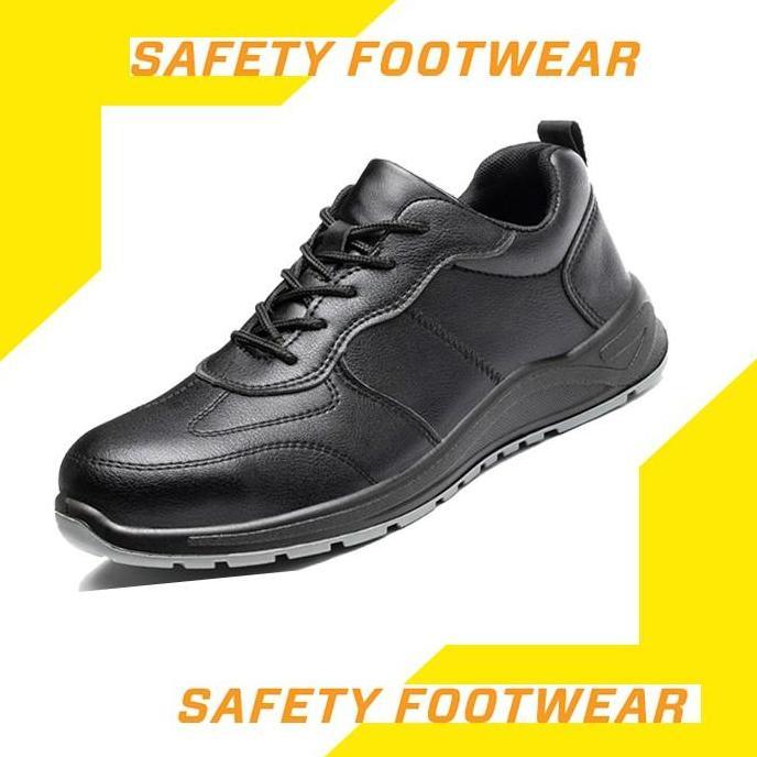 Sepatu Safety Import Anti Air Ujung Besi Sporty Safety Shoes Anti Paku Model Sport Material Berkuali