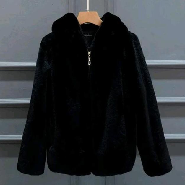 JAET BULUHOODI BULU KECE DEWASA PRIA WANITA Hitam Sweater Distro Tebal Unisex Casual Cowok Zipper Ob