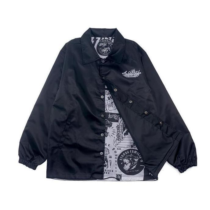 Soldierside Familia Jaket Parasut Windbreaker "StreetKing" Hitam Sablon Simple WB109