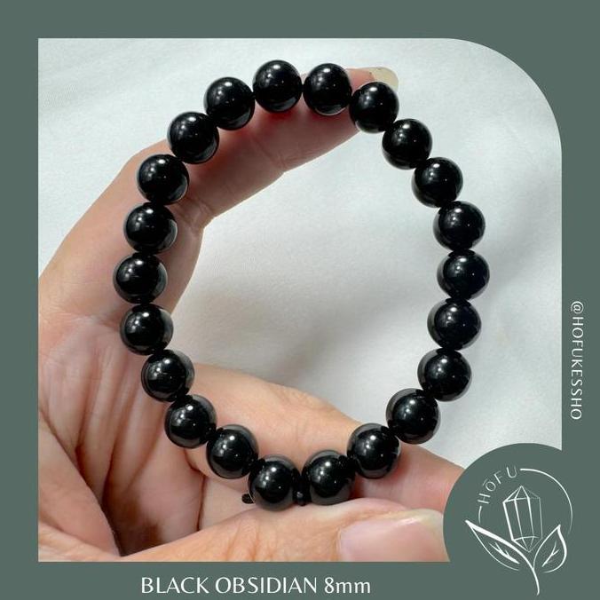Gelang Batu Alam Black Obsidian Natural Crystal Bracelet