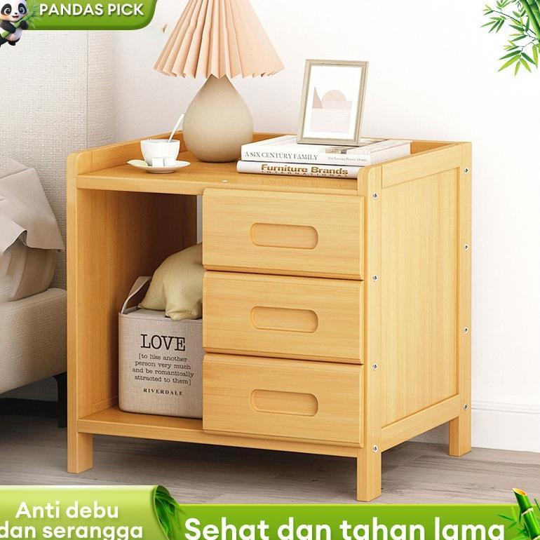 [BEST BUY] Lemari Kecil Nakas Meja Samping Tempat Tidur Bambu Kamar Tidur Kecil Modern Minimalis Lem
