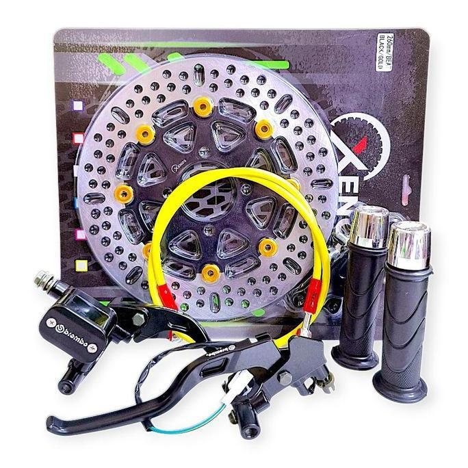 PAKET HEMAT 5IN1 PIRINGAN CAKRAM 260 MM MASTER REM BREMBO SELANG REM RACING 95CM HANDGRIP HONDA JALU
