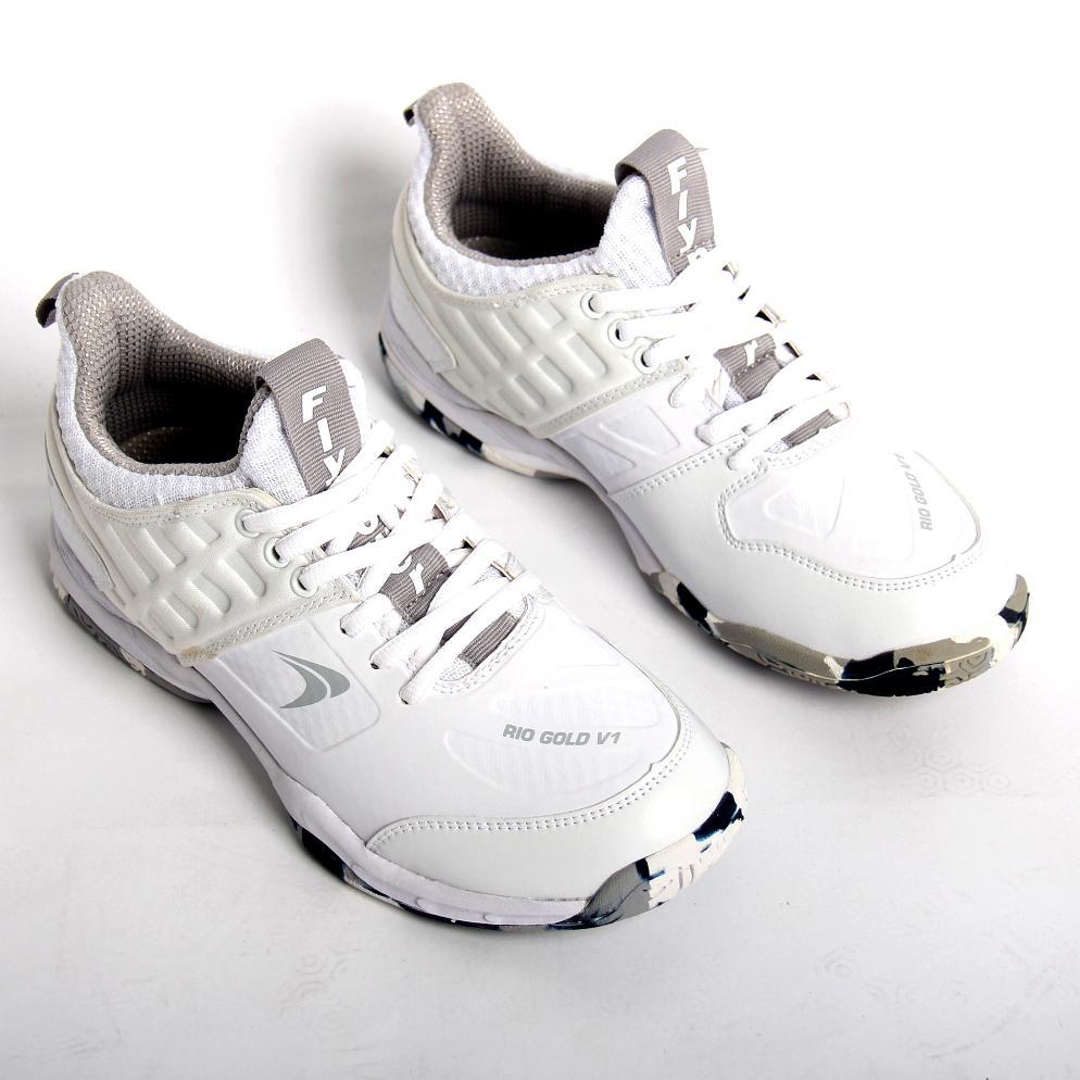 NEW Flypower Rio Gold V1 Sepatu Badminton White Lite Grey Tontowi Ahmad  Series Free Shoes Bags