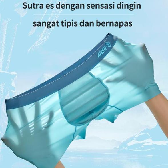Lansungkirim- Louisse*Afish6,12 Potong Afish Celana Dalam Pria Ice Silk Kain Sutra Es,7A Antibakteri